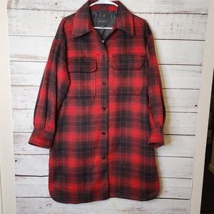 Banana Republic NWT Red Plaid Shacket Flannel Feel ...Size Medium